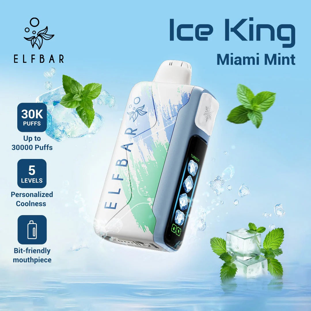 正品ELFBAR ICE KING 30000口-爱奇迹五档冰度调节冰王一次性电子烟-多口味可选 迈阿密薄荷