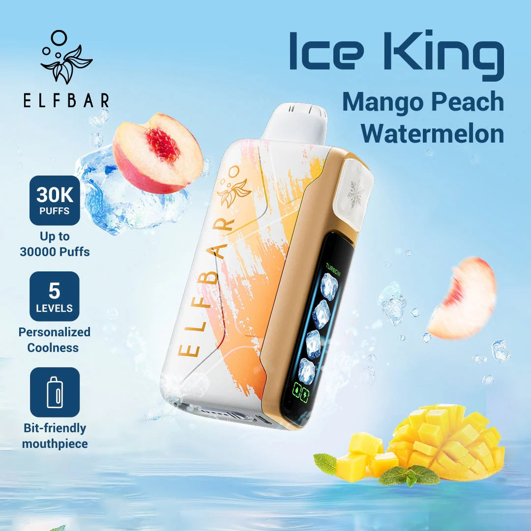 正品ELFBAR ICE KING 30000口-爱奇迹五档冰度调节冰王一次性电子烟-多口味可选 芒果桃子西瓜