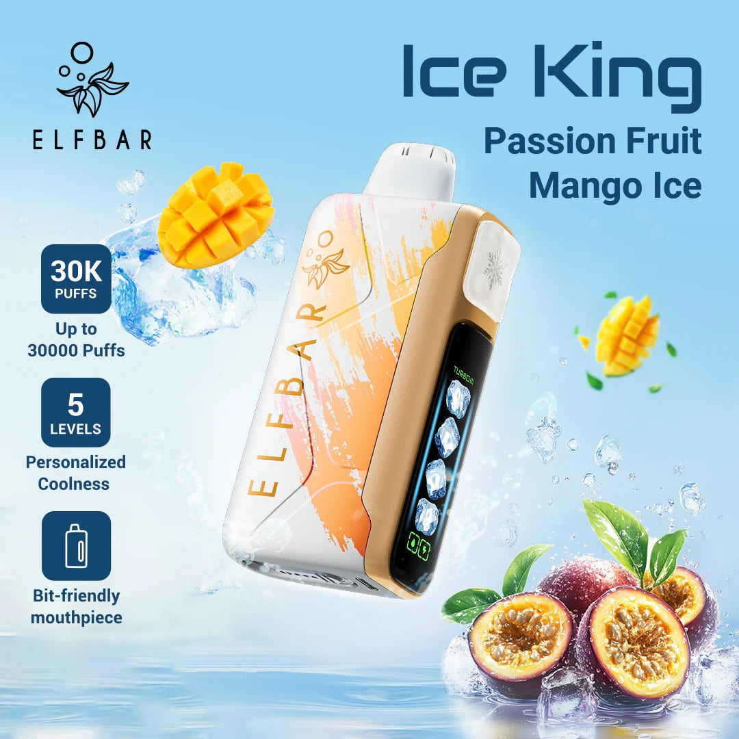 正品ELFBAR ICE KING 30000口-爱奇迹五档冰度调节冰王一次性电子烟-多口味可选 百香果芒果冰