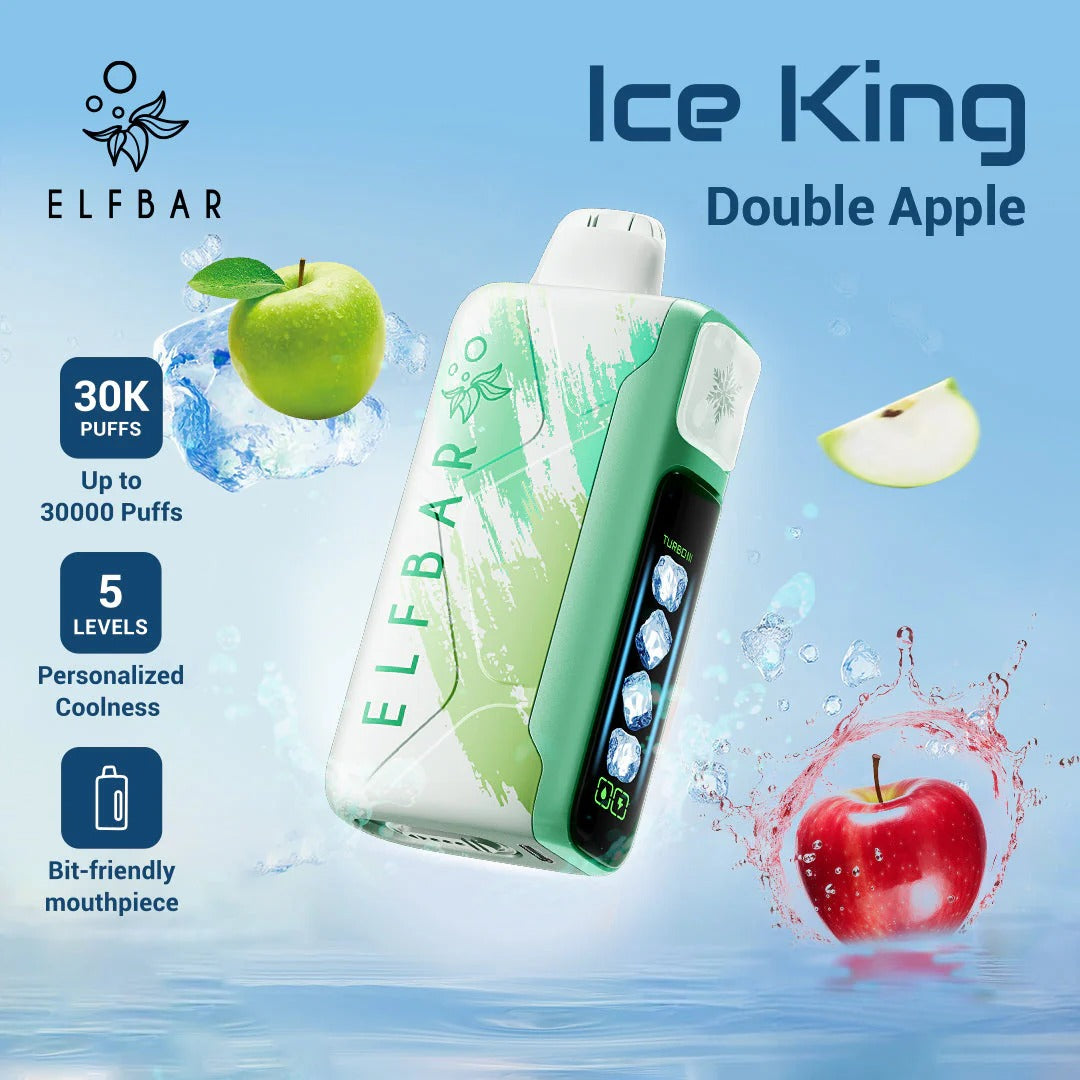 正品ELFBAR ICE KING 30000口-爱奇迹五档冰度调节冰王一次性电子烟-多口味可选 双苹果