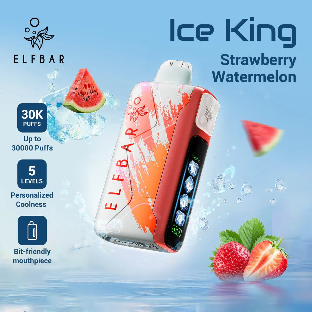 正品ELFBAR ICE KING 30000口-爱奇迹五档冰度调节冰王一次性电子烟-多口味可选 草莓西瓜