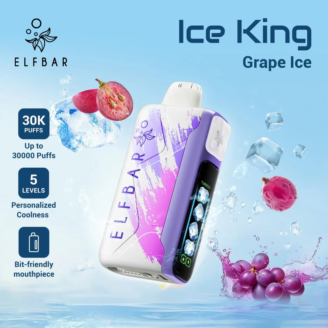 正品ELFBAR ICE KING 30000口-爱奇迹五档冰度调节冰王一次性电子烟-多口味可选 葡萄冰
