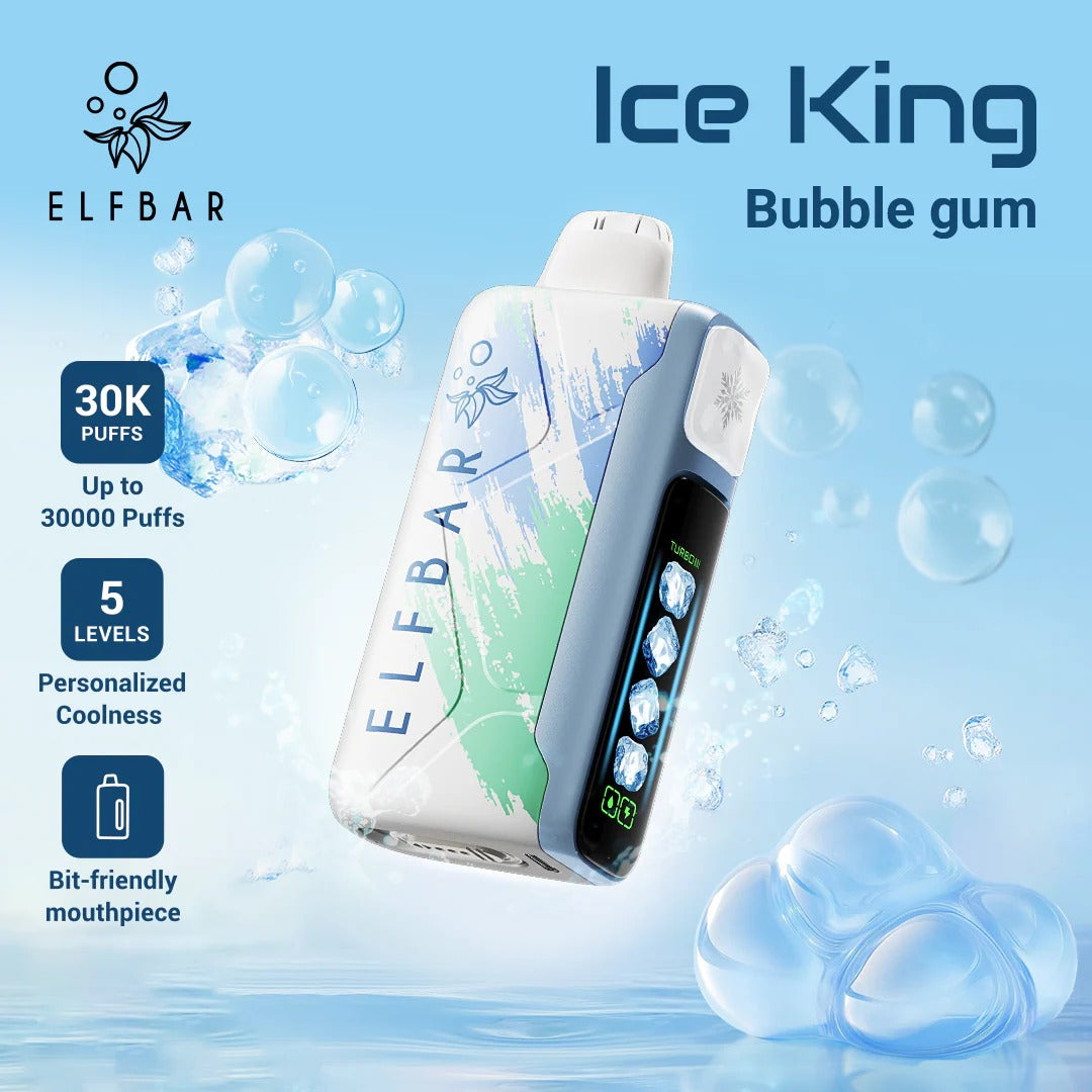 正品ELFBAR ICE KING 30000口-爱奇迹五档冰度调节冰王一次性电子烟-多口味可选 泡泡糖