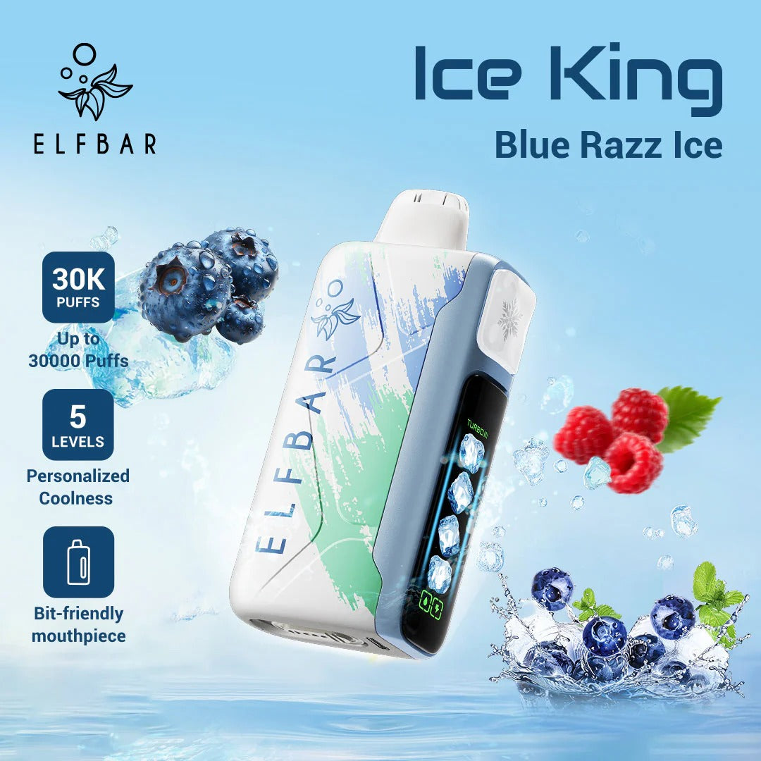 正品ELFBAR ICE KING 30000口-爱奇迹五档冰度调节冰王一次性电子烟-多口味可选 蓝拉兹冰