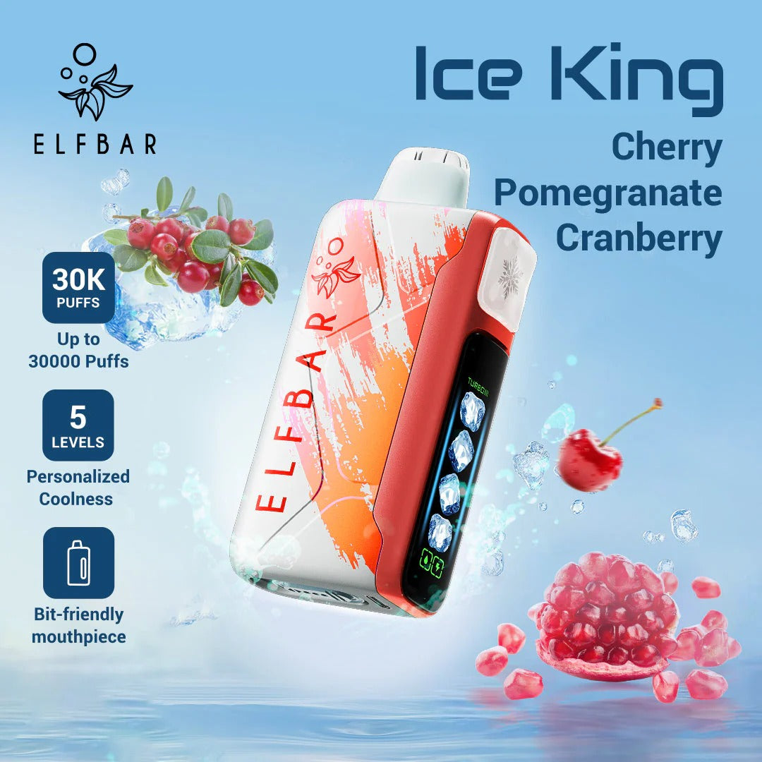正品ELFBAR ICE KING 30000口-爱奇迹五档冰度调节冰王一次性电子烟-多口味可选 樱桃石榴蔓越莓