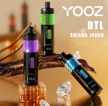 正品柚子水烟YOOZ SHISHA 14000口 DTL水晶炫彩钻石切割工艺大烟雾肺吸模式油量电量显示一次性电子烟-多口味可选