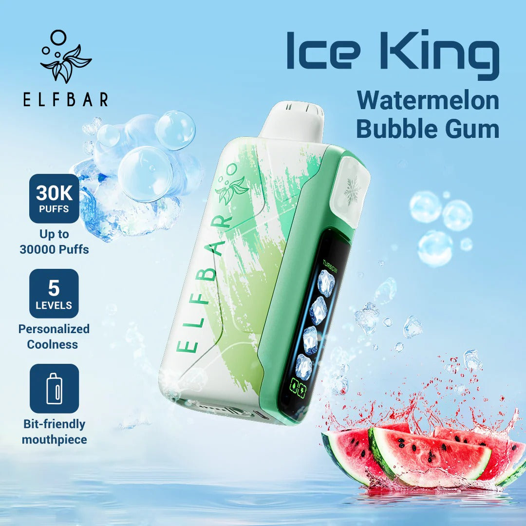 正品ELFBAR ICE KING 30000口-爱奇迹五档冰度调节冰王一次性电子烟-多口味可选 西瓜泡泡糖