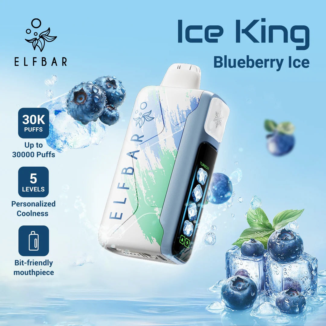 正品ELFBAR ICE KING 30000口-爱奇迹五档冰度调节冰王一次性电子烟-多口味可选 蓝莓冰