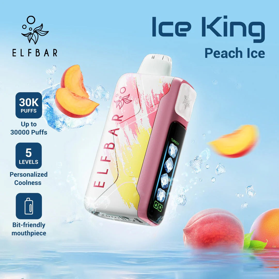 正品ELFBAR ICE KING 30000口-爱奇迹五档冰度调节冰王一次性电子烟-多口味可选 桃子冰