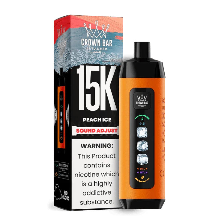 正品阿尔法赫15000口可调冰度款 AL FAKHER CROWN BAR ICE ADJUST 15K 大烟雾一次性电子烟-多口味可选 桃子冰