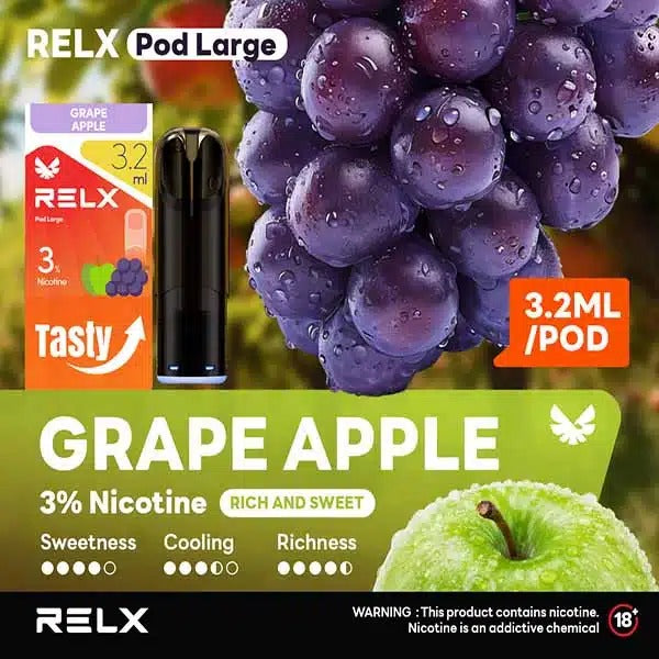 正品悦刻RELX Pod Large 3.2ml大容量版烟弹-三颗起售，多口味可选-兼容5/6/7代烟杆 葡萄苹果