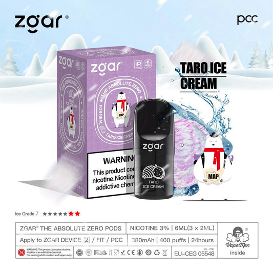 美版冰熊ZGAR Pod 4/5代香芋(Taro)三颗装烟弹-悦刻RELX海外四五六代/国标烟杆可通用
