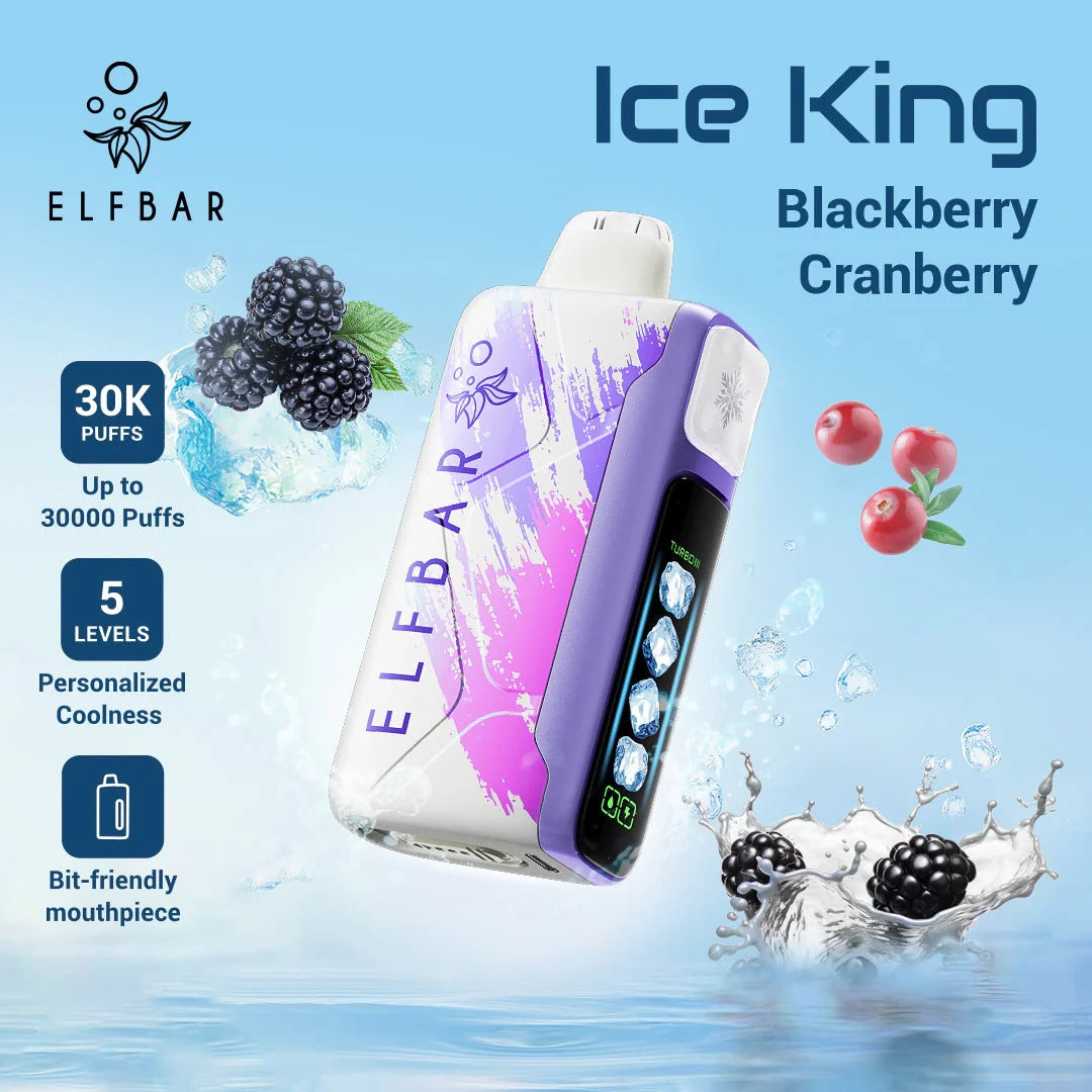 正品ELFBAR ICE KING 30000口-爱奇迹五档冰度调节冰王一次性电子烟-多口味可选 黑莓