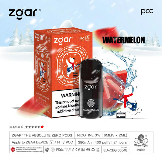 美版冰熊ZGAR Pod 4/5代西瓜(Watermelon)三颗装烟弹-悦刻RELX海外四五六代/国标烟杆可通用
