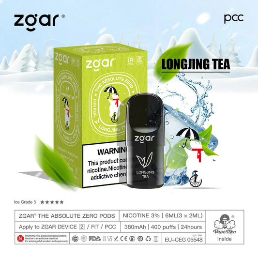 美版冰熊ZGAR Pod 4/5代龙井(Longjing)三颗装烟弹-悦刻RELX海外四五六代/国标烟杆可通用