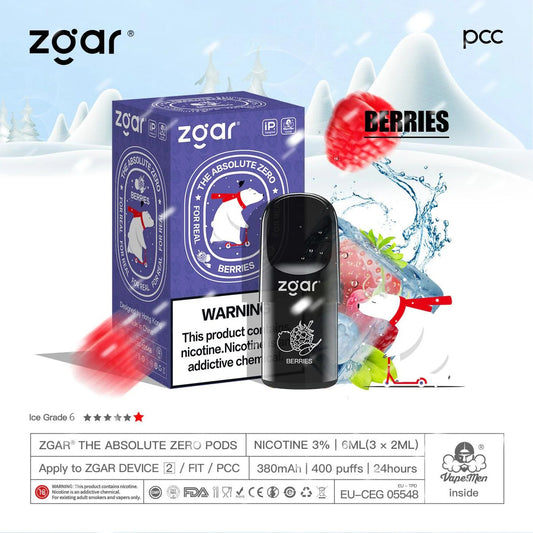 美版冰熊ZGAR Pod 4/5代莓果(Berries)三颗装烟弹-悦刻RELX海外四五六代/国标烟杆可通用
