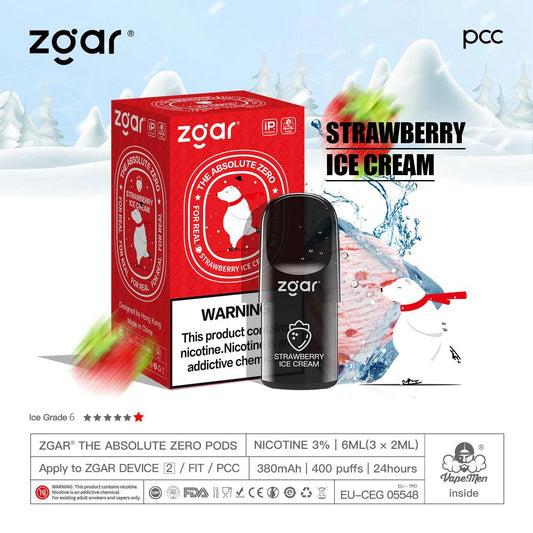 美版冰熊ZGAR Pod 4/5代草莓(Strawberry)三颗装烟弹-悦刻RELX海外四五六代/国标烟杆可通用